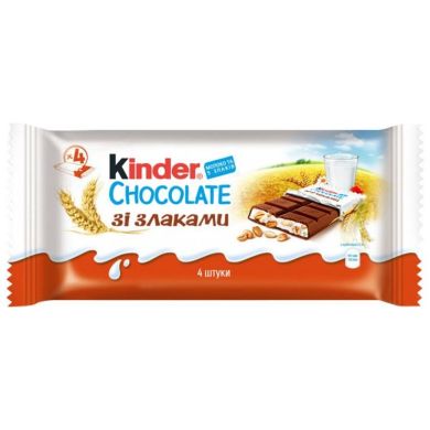 Шоколад Kinder Chocolate молочний зі злаками 94 г 8000500167656