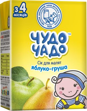 Сок Чудо-Чадо Яблочно-грушевый с мякотью и сахаром 0.2 л 7697