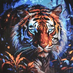 Набор для росписи по номерам Взгляд джунглей Strateg на черном фоне размером 40х40 см. (HWC0034) STRATEG HWC0034