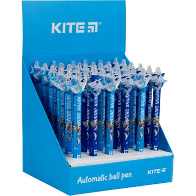 Ручка кулькова автомат Shark синя Kite K22-393