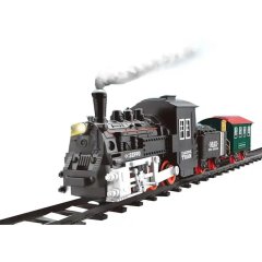 Железная дорога Паровоз (16 элементов, 2 вагона, звук, свет, дым) GY801-1