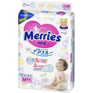 Подгузники японские детские размер M 6-11 кг/64 шт (SJ) Merries 563795/382184/558430 4901301230843, 64