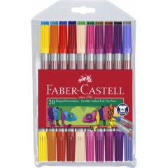 Фломастери Faber-Castell 20 кольорів двосторонні тонкі і товсті 28023