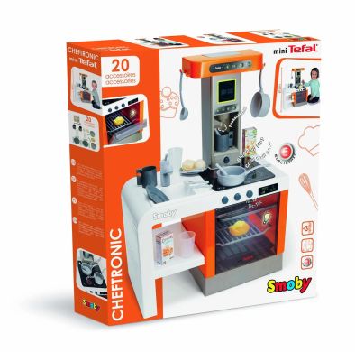 Игровой набор Интерактивная кухня Тефаль Шеф Smoby Toys, со звуками и световыми эффектами, оранжевая 311407