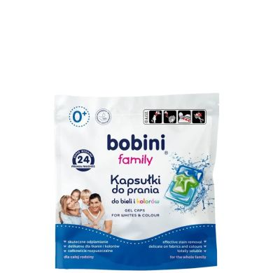 Капсулы для стирки белых и цветных вещей гипоаллергенные, 24 шт. - 0+ Bobini 5900931033489
