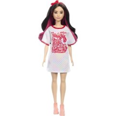 Кукла Barbie Модница в блестящем платье-футболке HRH12