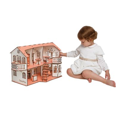 Кукольный дом 57х27х35 с подсветкой GoodPlay В 014, Розовый