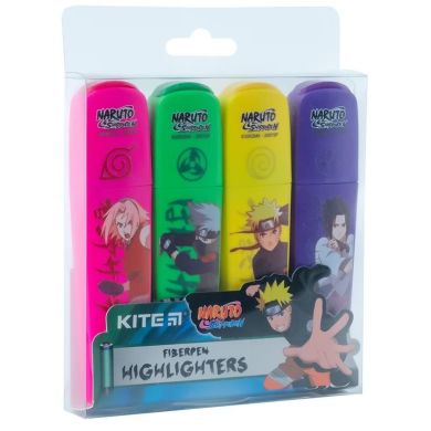 Маркер Highlighter, набір з 4-х кольорів, Наруто Kite NR24-444