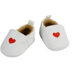 Мокасины для куклы белые с сердечком, на игрушку высотой 30-34 см. Heless 5301