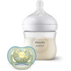 Набор бутылка для кормления Avent Natural 125 мл, природный поток + Пустышка Ulta Air 0-6м SCD837/10