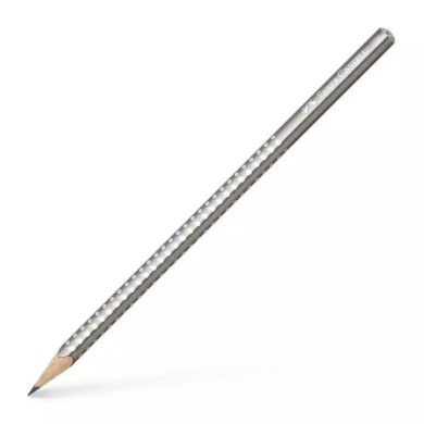 Простий олівець Faber-Castell Grip Sparkle тригранний з блискітками сріблястий 29367