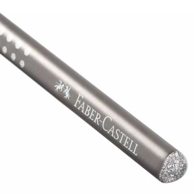 Простой карандаш Faber-Castell Grip Sparkle тригранный с блестками серебристый 29367