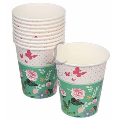 Праздничные стаканчики Розы на зеленом бумажные 10 шт LaPrida 5-70350