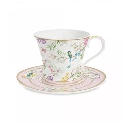 Чашка для сніданку з тарілкою, 350 мл, з порцеляни BIRDS MELODY POZZI MILANO M006R1785BIME
