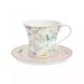 Чашка для сніданку з тарілкою, 350 мл, з порцеляни BIRDS MELODY POZZI MILANO M006R1785BIME