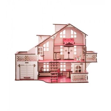 Ляльковий будинок GoodPlay 57х27х35 з гаражем і підсвічуванням В 011, Рожевий
