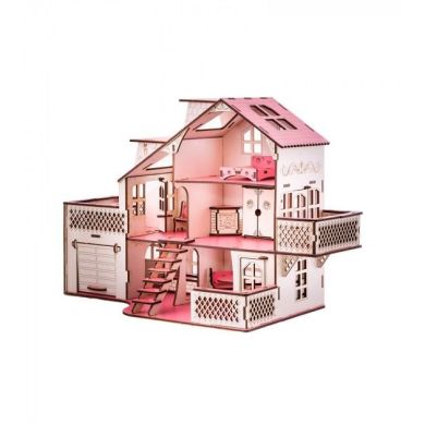 Кукольный дом GoodPlay 57х27х35 с гаражом и подсветкой В 011, Розовый