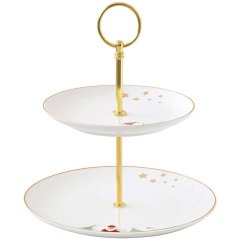 Двухъярусная тарелка для торта &Oslash;16/21см из фарфора в коробке LET IT SNOW POZZI MILANO 1339LSNO