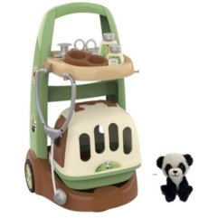 Игровой набор Тележка для ухода за животными с пандой, переноской, аксесс., 31х32х55 см 340405