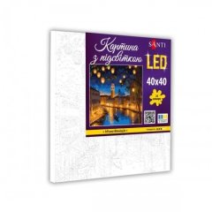 Картина по номерам SANTI Ночная Венеция, 40*40см, LED подсветка Santi 955069