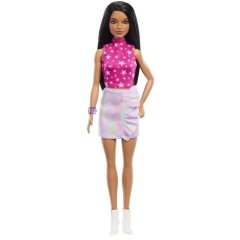 Кукла Barbie Модница в розовом топе со звездным принтом HRH13