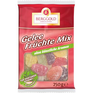 М'які желейні цукерки у формі фруктів Berggold «Jelly Fruit Mix» 250 г 122001 4008468018281