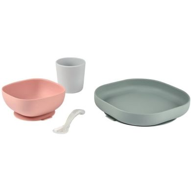 Набор посуды Beaba силиконовый 4 шт. розовый 913507, Розовый