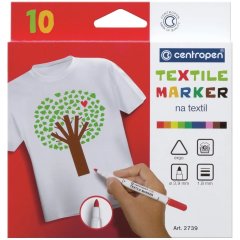 Набор специальных маркеров для текстиля Textile 2 мм, набор 10 цветов CENTROPEN 2739.10