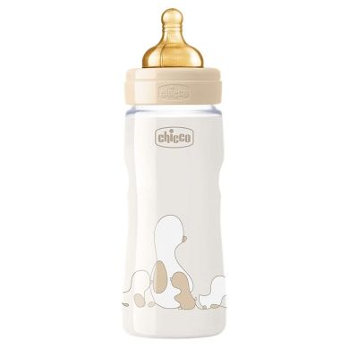Бутылочка для кормления пластиковая Chicco Original Touch с латексной соской 4м+ 330 мл Бежевая 27634.30, Бежевый