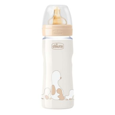 Пляшка для годування пластикова Chicco Original Touch з латексною соскою 4+ міс. 330 мл Бежева 27634.30, Бежевий