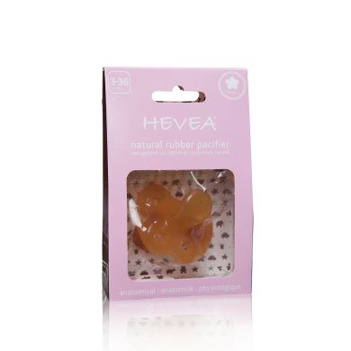 Пустышка каучуковая Hevea Flower ортодонтическая от 3 до 36 месяцев HEVFLOWER3+, Оранжевый