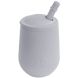 Чашка у наборі з кришкою та соломинкою EZPZ сіра MINI CUP (SET) PEWTER, Сірий