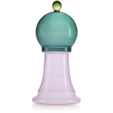 GLI SCACCHI JAR Банка рожево-зелена, h 33,5 см(скло) IVV 9228.1