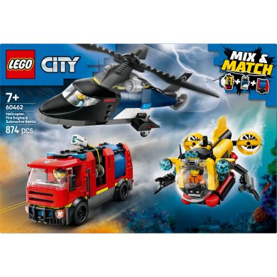 Конструктор Ремикс вертолетов, пожарных машин и подводных лодок LEGO City 60462
