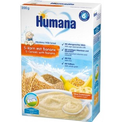 Каша Humana 5 злаков молочная с бананом 200 г 77554 4031244775542