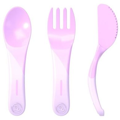 Набор приборов Twistshake Learn Cutlery ложка, вилка и нож лавандовый 78202, Лавандовый