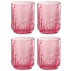 Подарочный набор из 4х стаканов MAYA GLASS PINK (7&times;7&times;9 см) 320 мл J-LINE 52612