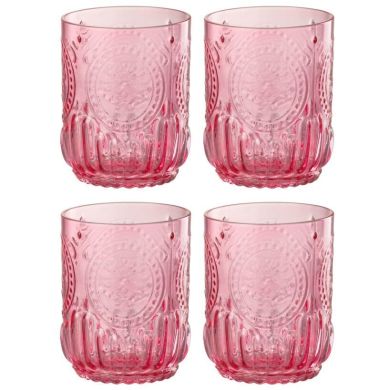 Подарочный набор из 4х стаканов MAYA GLASS PINK (7×7×9 см) 320 мл J-LINE 52612