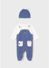 Ползунки для новорожденных с шапочкой-ушками Mayoral 74 Синий 2618