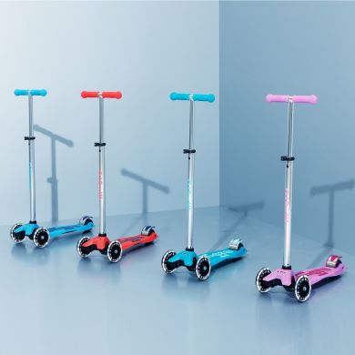 Самокат MICRO серии Maxi Deluxe Glow LED КРАСНАЯ АУРА (до 50 kg, 3-х колесный, свет) MMD368