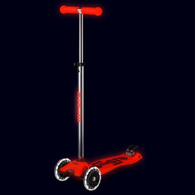 Самокат MICRO серии Maxi Deluxe Glow LED КРАСНАЯ АУРА (до 50 kg, 3-х колесный, свет) MMD368