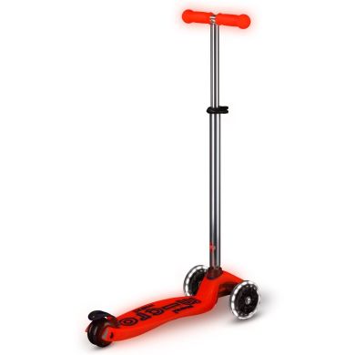 Самокат MICRO серии Maxi Deluxe Glow LED КРАСНАЯ АУРА (до 50 kg, 3-х колесный, свет) MMD368