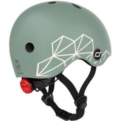 Шлем защитный детский Scoot and Ride, зеленый, с фонариком, 45-51см SR-181206-GREENLINES