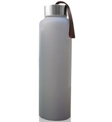 Скляна пляшка для води Everyday Baby 400мл із силіконовим захистом 10494, Сірий