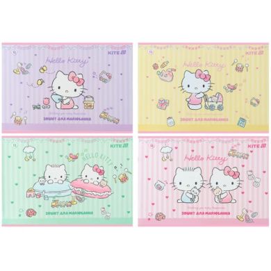 Зошит для малювання, 12 аркушів, скоба, софт тач + УФ лак, Hello Kitty-1 Kite HK25-241-1