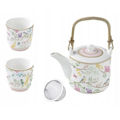 Набір чайник 600 мл з 2 порцеляновими чашками BIRDS MELODY POZZI MILANO M006R1467BIME