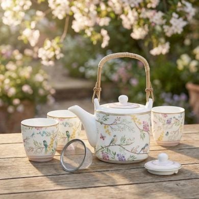 Набір чайник 600 мл з 2 порцеляновими чашками BIRDS MELODY POZZI MILANO M006R1467BIME