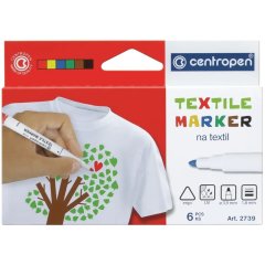 Набор специальных маркеров для текстиля Textile 2 мм, набор 6 цветов CENTROPEN 2739.6