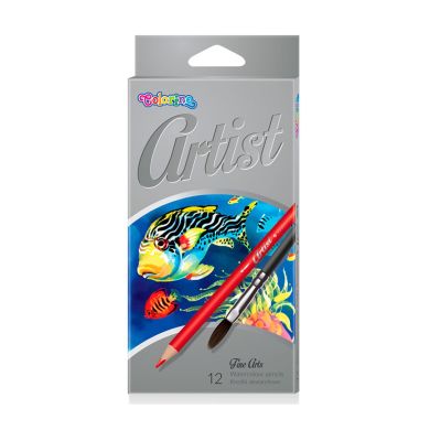 Олівці кольорові Colorino Artist акварельні з пензликом для малювання 12 кольорів 65528PTR