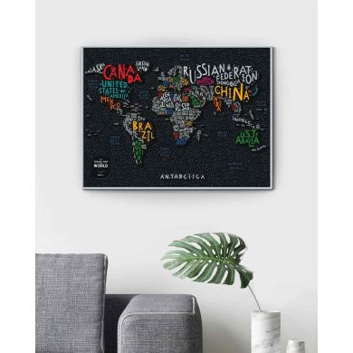 Скретч карта світу Travel Map LETTERS World (англійська мова), у тубусі 1DEA.me LW